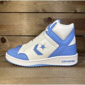 NEW Mens 9 Converse Weapon Mid Light Blue Leather Basketball “UNC” Shoes A10597C